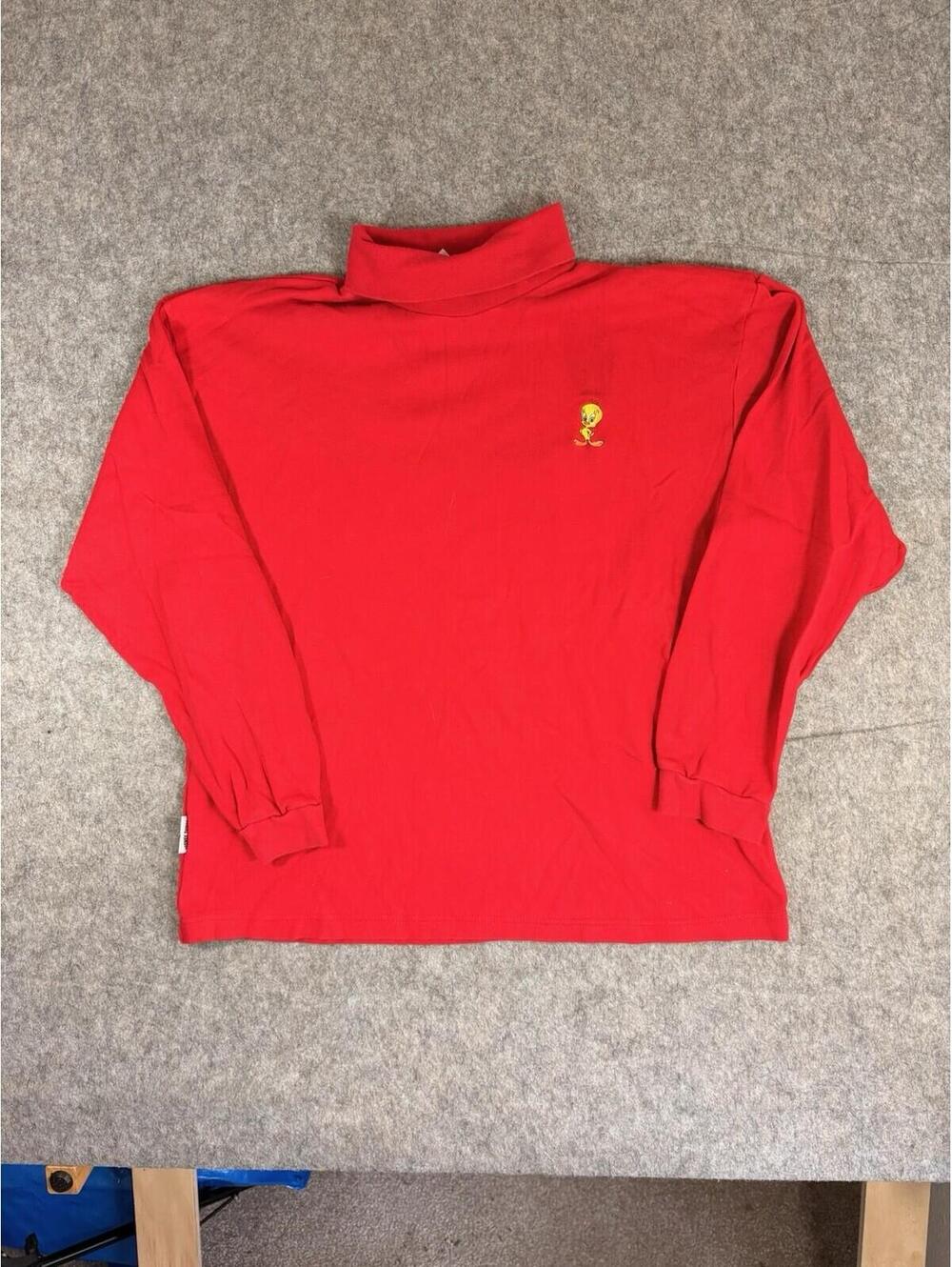Vintage 90s Looney Tunes Acme Clothing Tweety Bird Embroidered Turtleneck L